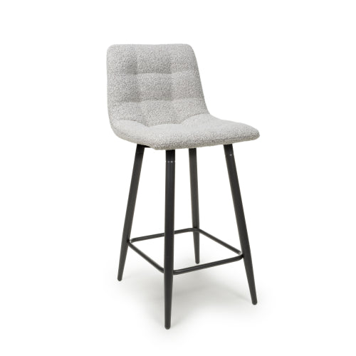 Linnfield Bar Stool in Smoke Grey Boucle Belmont Interiors