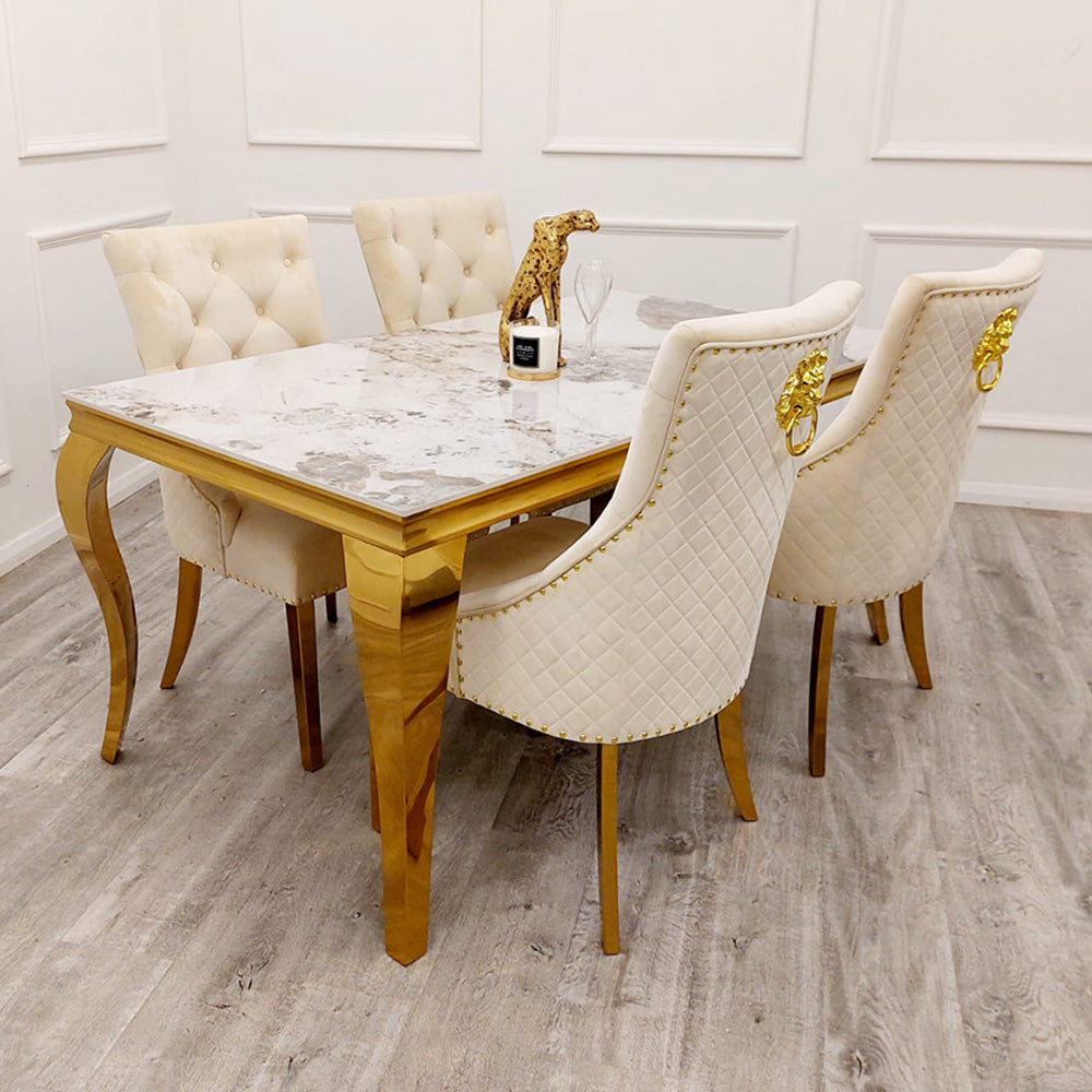 Louis marble discount dining table set