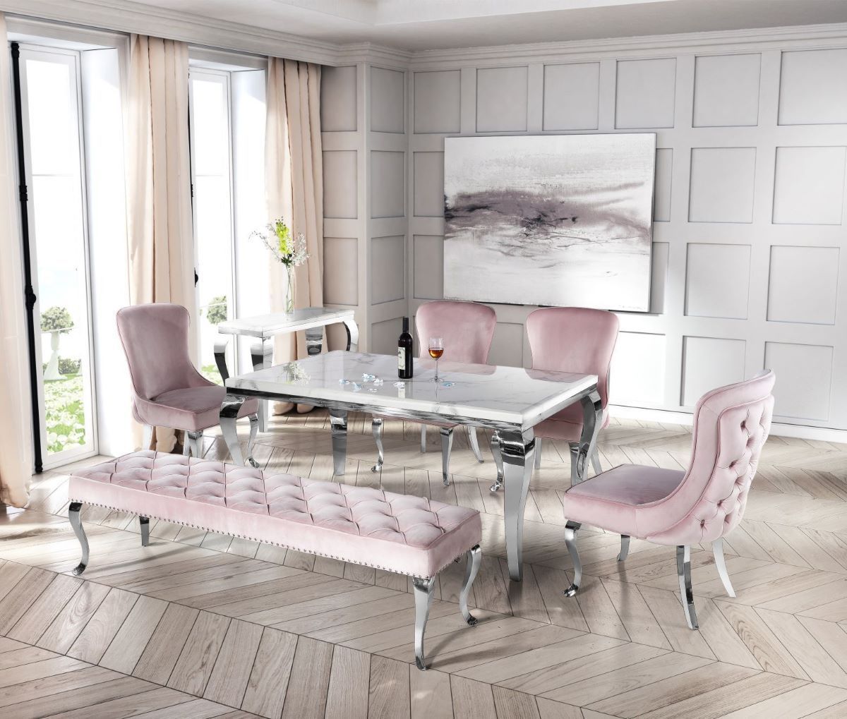 Pink marble on sale dining table