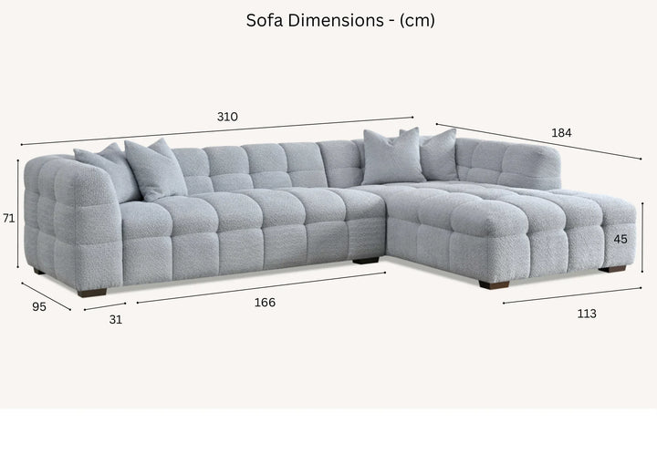 The Tribeca Premium Bubble Iron Boucle Corner Sofa - Belmont Interiors