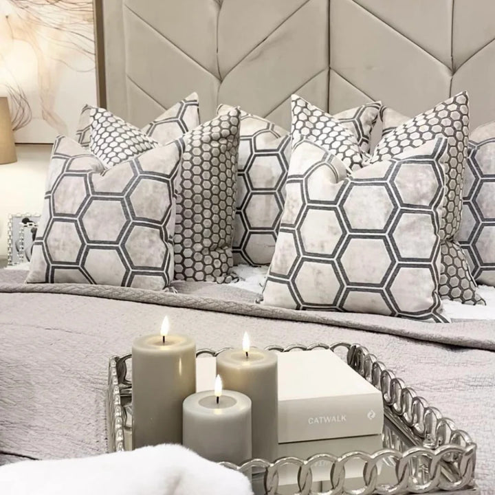 Malini Ivor Hexagon Cushion in Cream