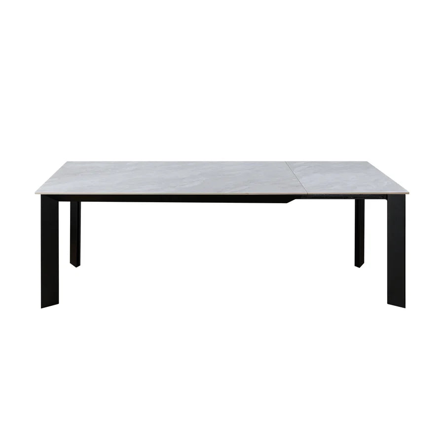 Scorpio Gate 160-220cm White Ceramic Marble Side Extending Dining Table - Belmont Interiors