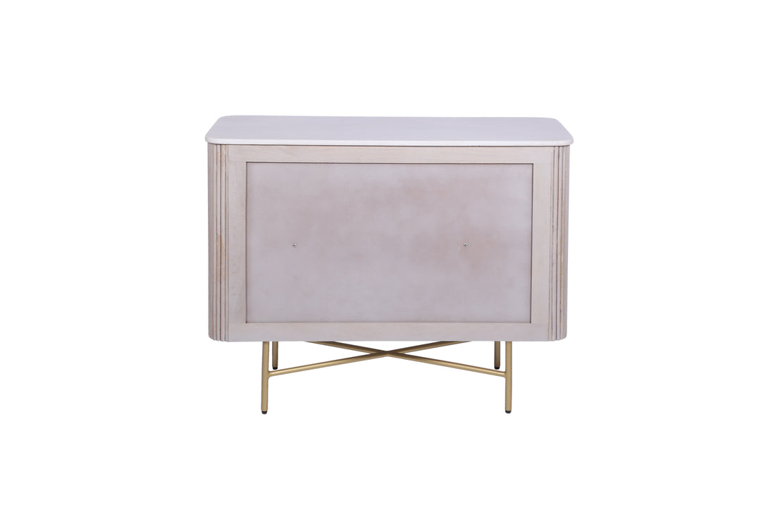 Alessia Mango Wood and Marble 2-Door Sideboard