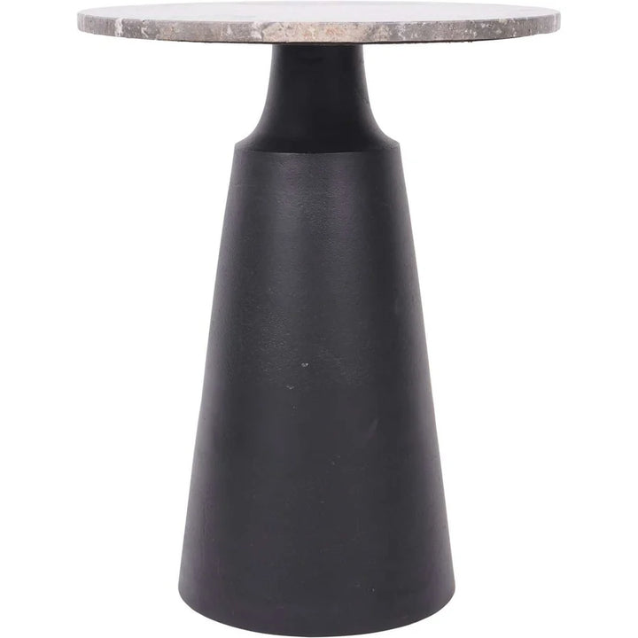 Libra Interiors Clifton II Side Table in Charcoal Black and Travertine