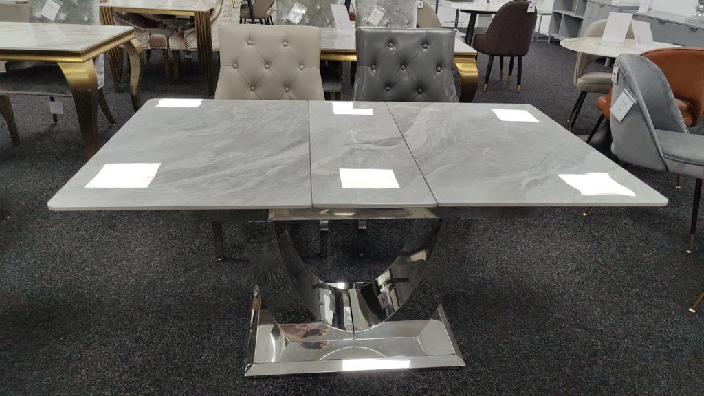 Arial 1.6-2.0m Extending Grey Ceramic Marble Dining Table - Belmont Interiors