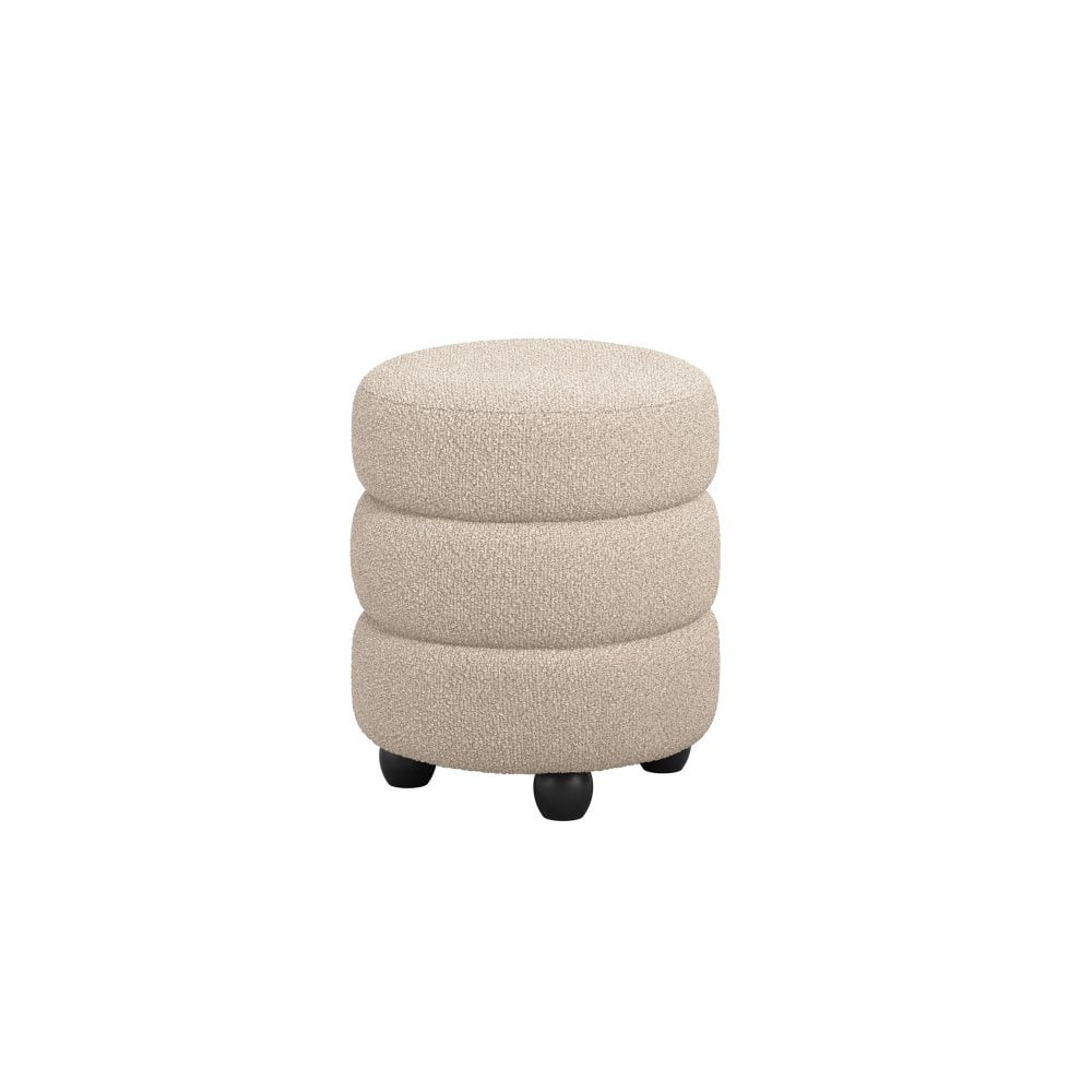 Madison Designs Emi Buff and Black Boucle Pouffe