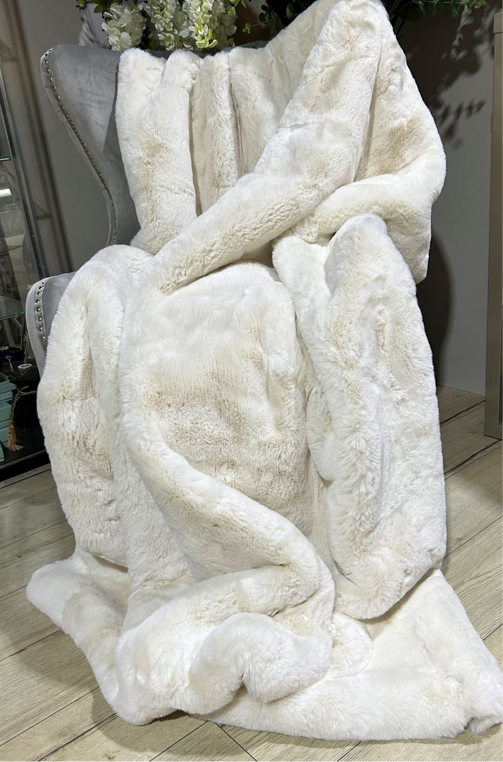 Luxury White Faux Rabbit Throw