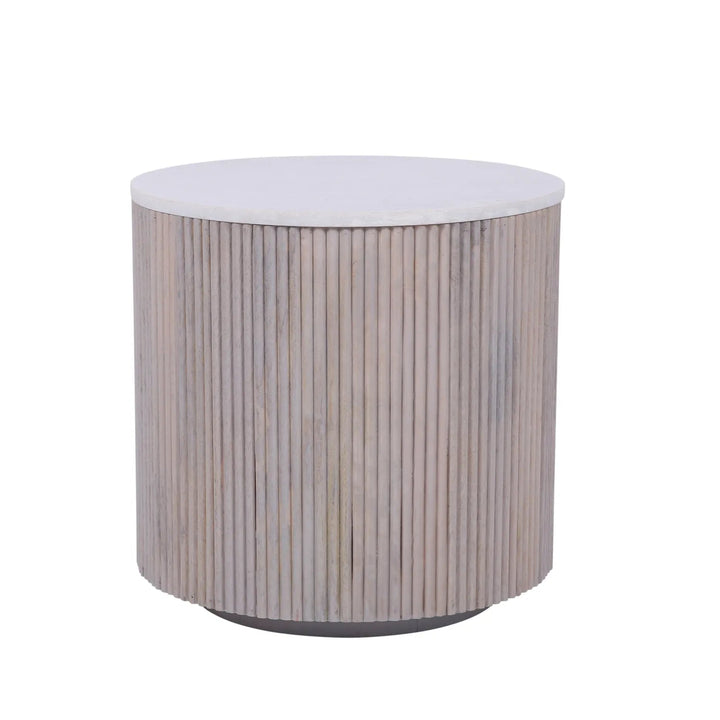 Alessia Mango Wood and Marble Side Table