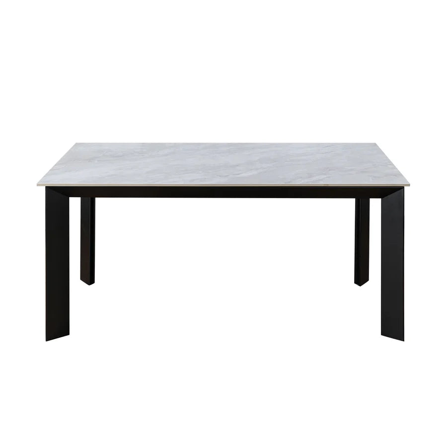 Scorpio Gate 160-220cm White Ceramic Marble Side Extending Dining Table - Belmont Interiors