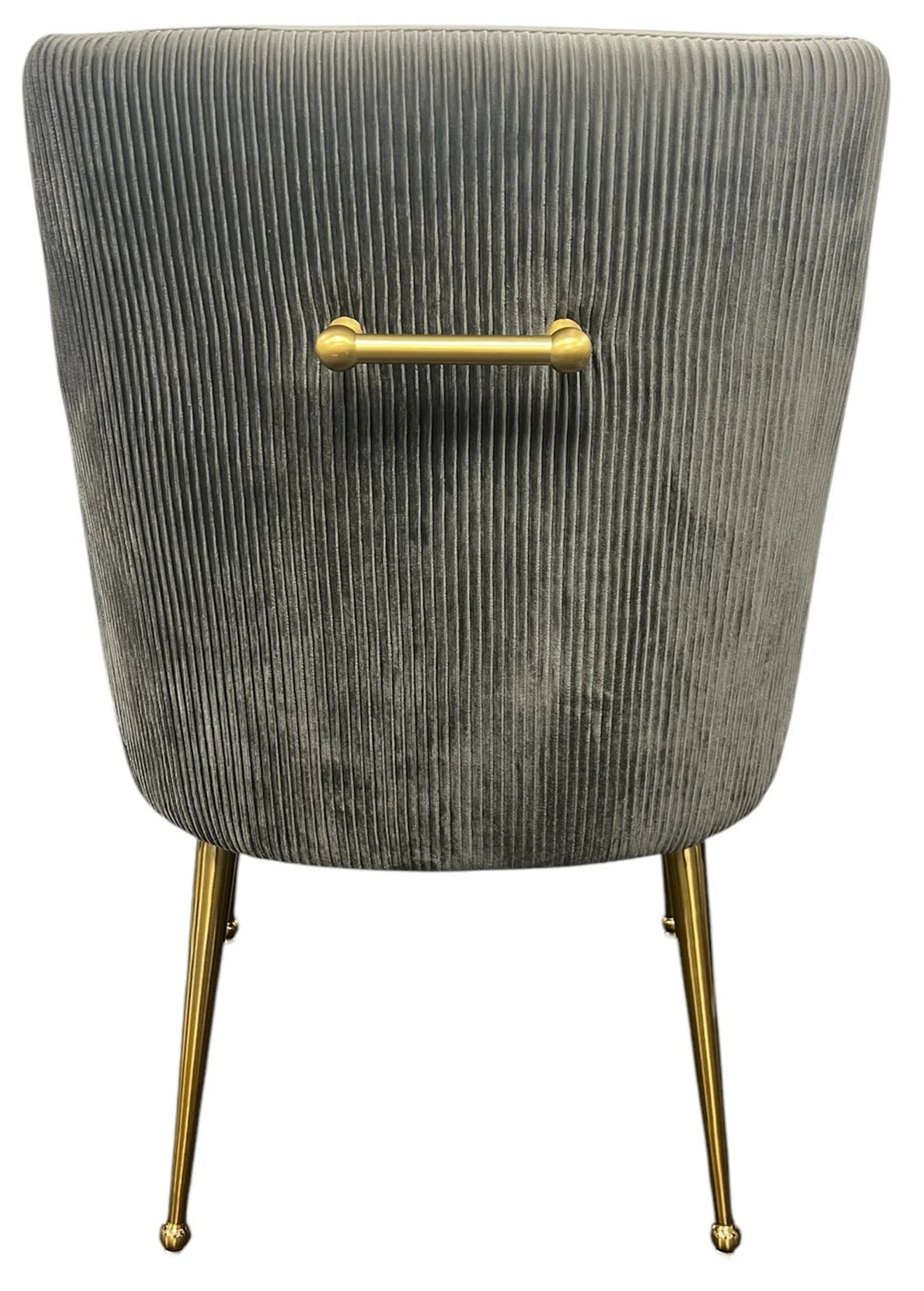 Milan Dark Grey Velvet Dining Chair with Gold Legs an Knocker