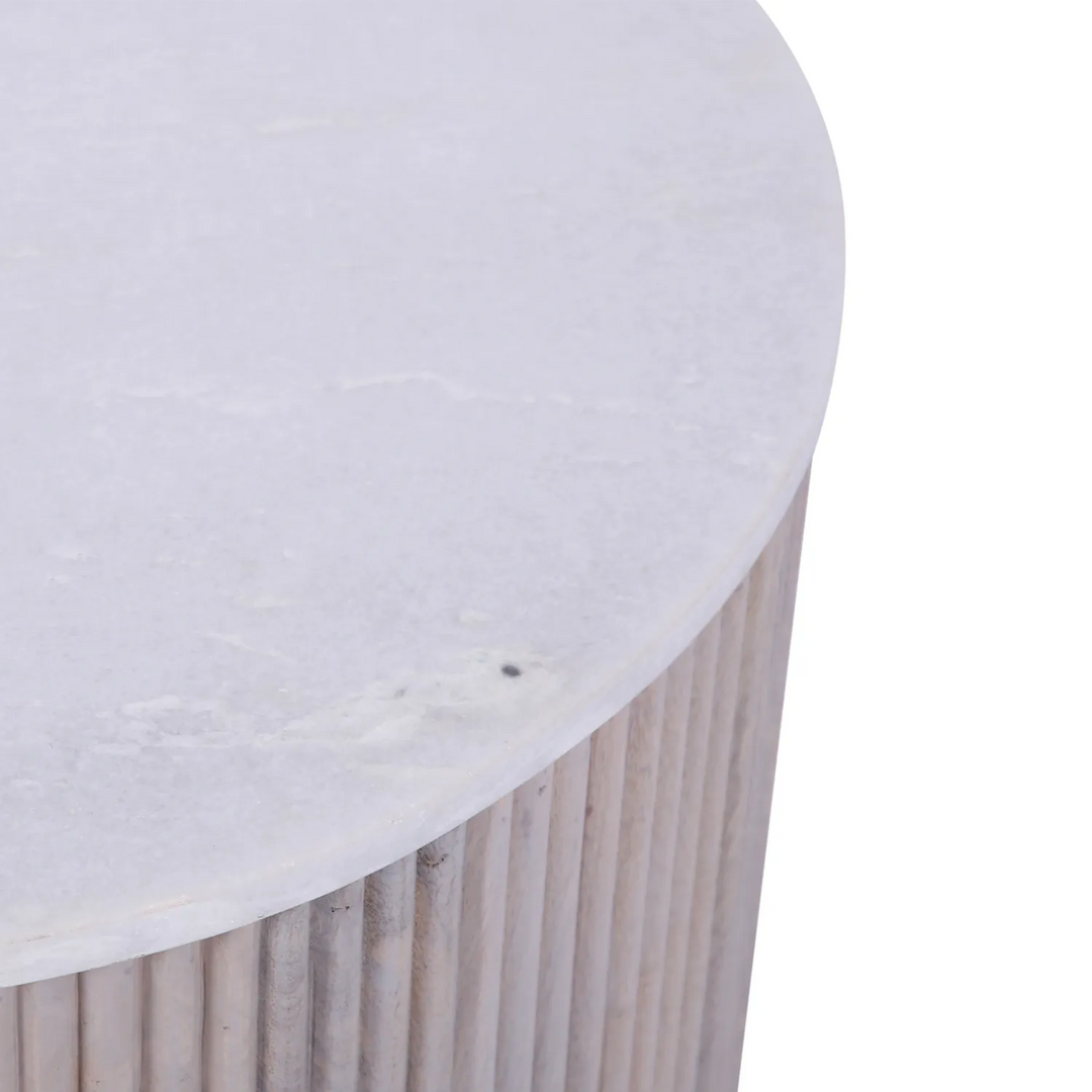 Alessia Mango Wood and Marble Side Table