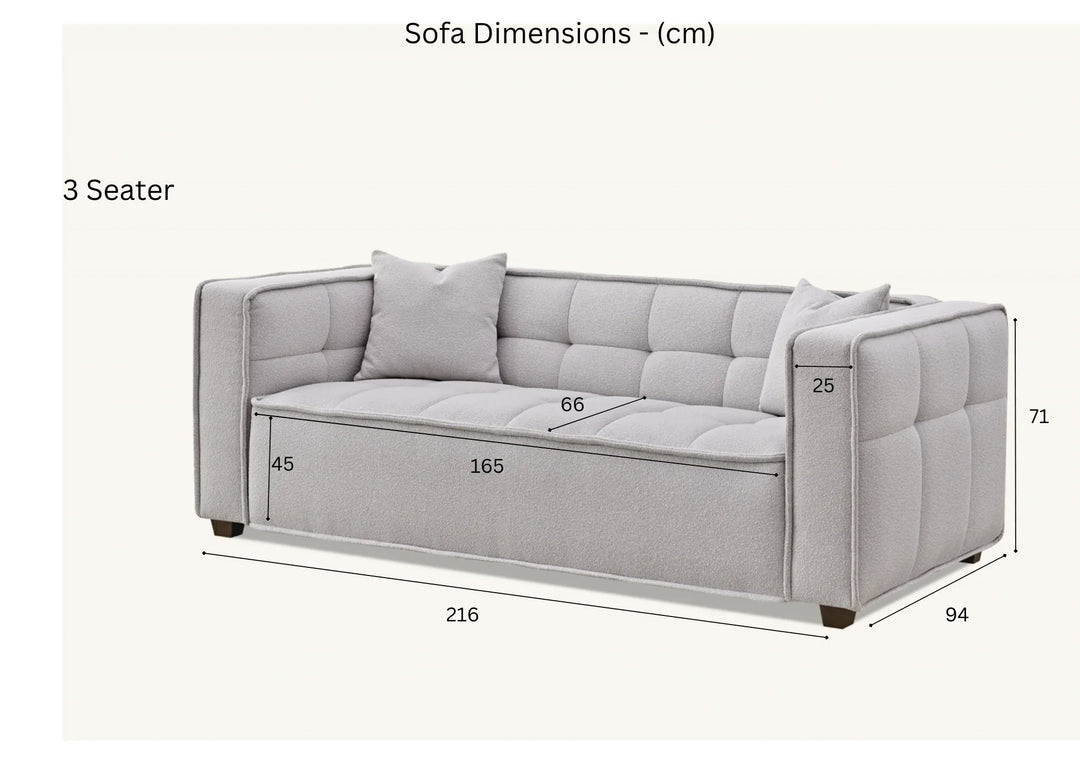 The Murray Putty Grey Boucle 3 Seater Premium Sofa Putty Grey Boucle Fabric - Belmont Interiors