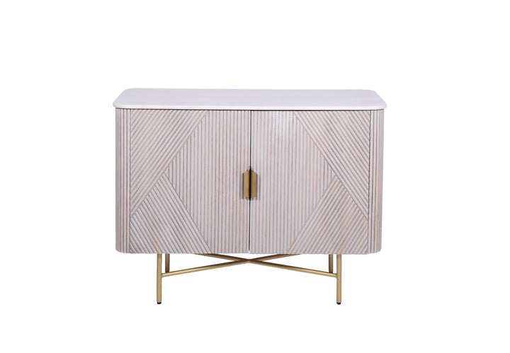 Alessia Mango Wood and Marble 2-Door Sideboard