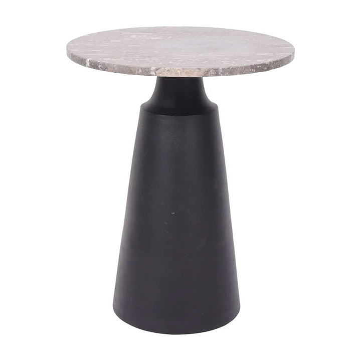 Libra Interiors Clifton II Side Table in Charcoal Black and Travertine