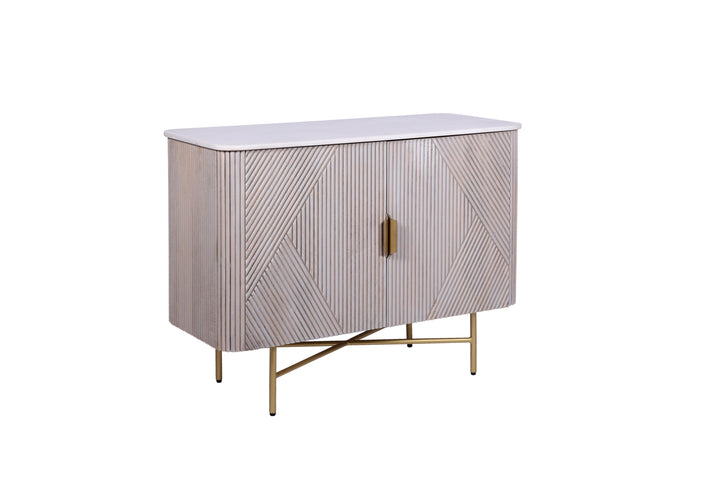 Alessia Mango Wood and Marble 2-Door Sideboard