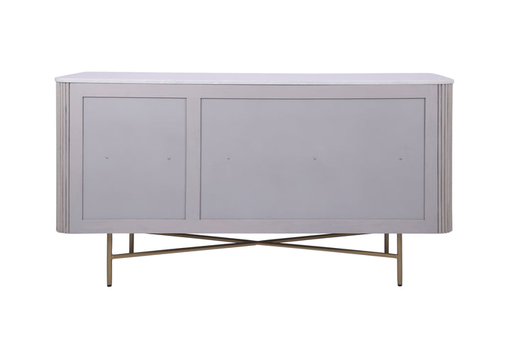 Alessia Mango Wood and Marble 3-Door Sideboard