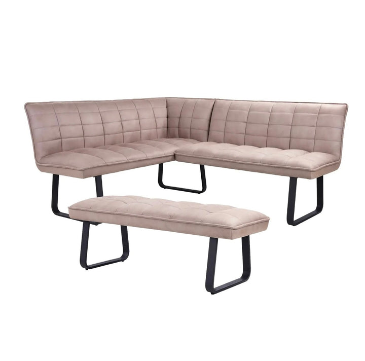 Luna Corner Taupe Velvet Bench - Left Hand Facing