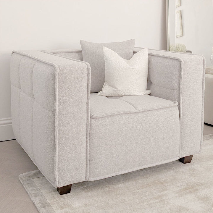 The Murray Putty Grey Boucle 3 Seater Premium Sofa Putty Grey Boucle Fabric - Belmont Interiors