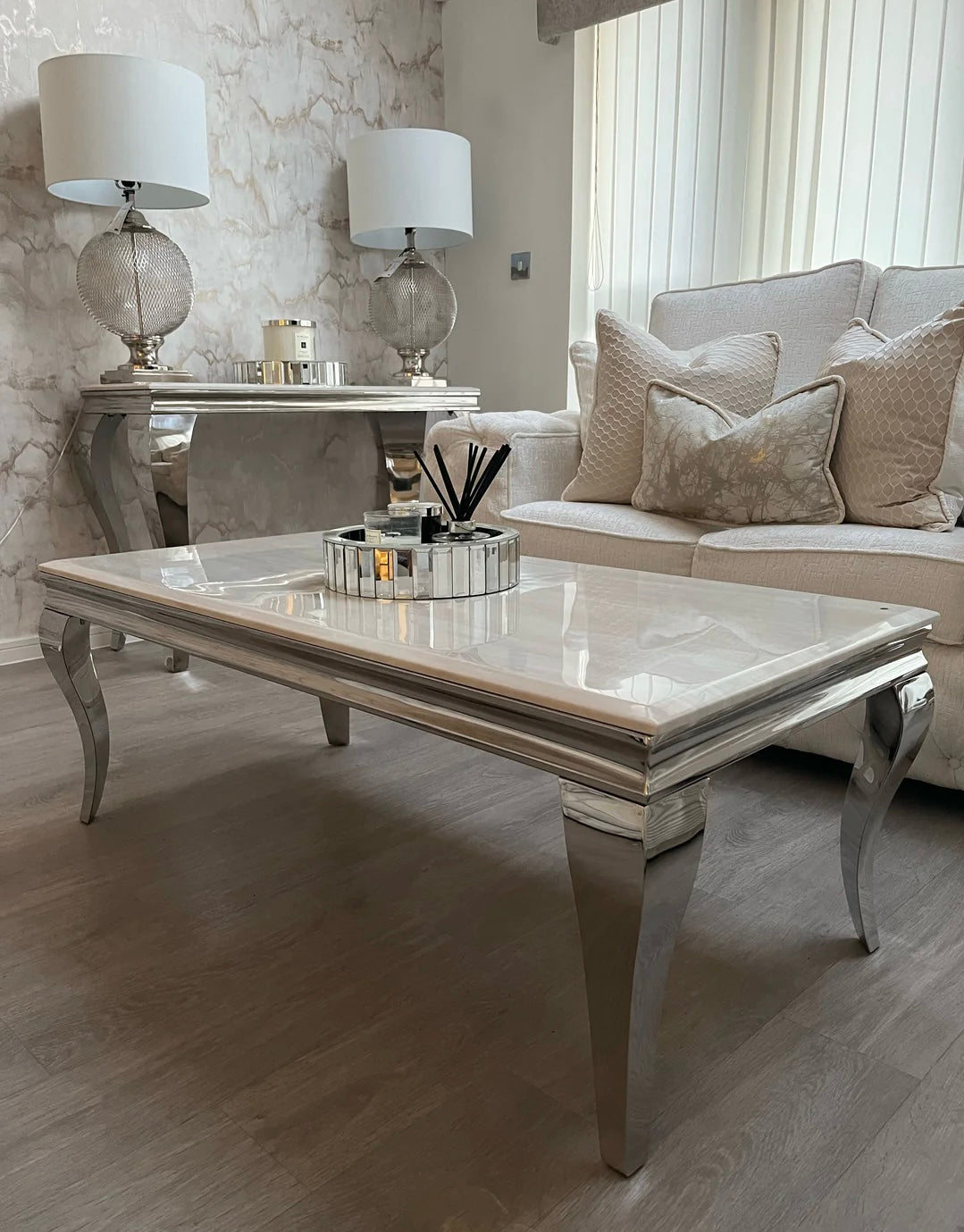 Louis White Marble Coffee Table - Belmont Interiors