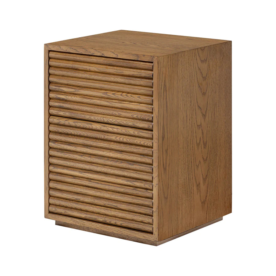 DI Designs Charlton 2 Drawer Ribbed Bedside in Walnut - Belmont Interiors