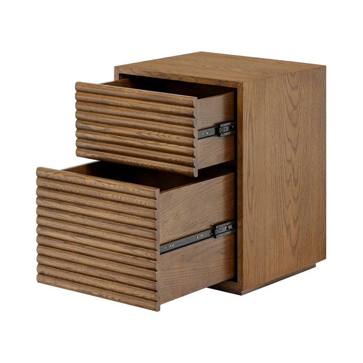 DI Designs Charlton 2 Drawer Ribbed Bedside in Walnut - Belmont Interiors