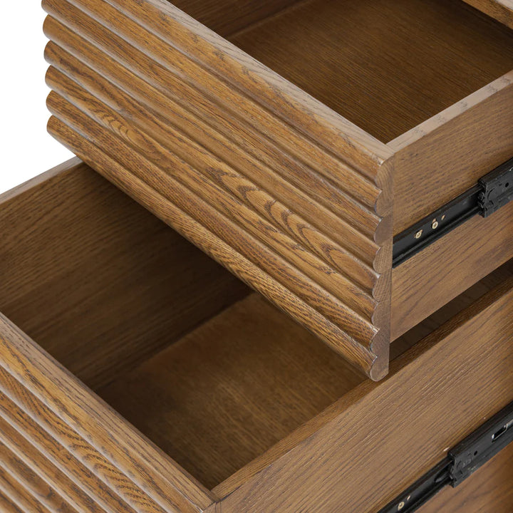 DI Designs Charlton 2 Drawer Ribbed Bedside in Walnut - Belmont Interiors