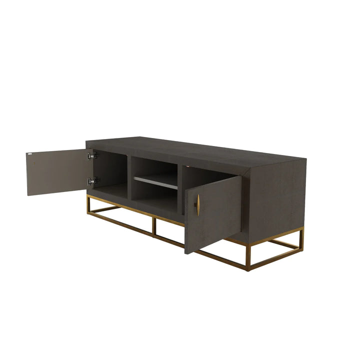 DI Designs Hampton TV Unit in Brown Shagreen - Belmont Interiors