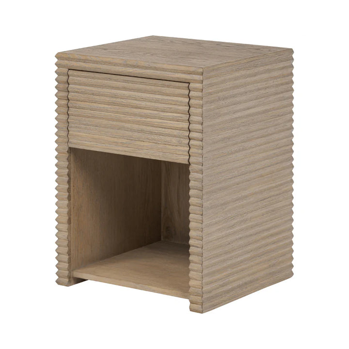 DI Designs Wickham 1 Drawer Bedside in Ribbed Oak - Belmont Interiors