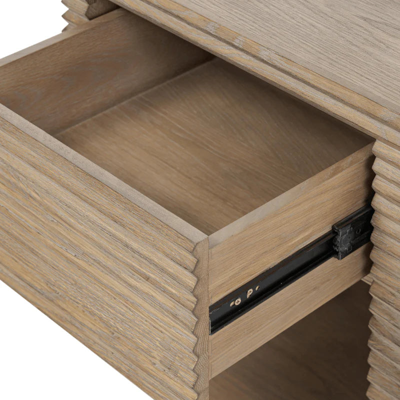 DI Designs Wickham 1 Drawer Bedside in Ribbed Oak - Belmont Interiors