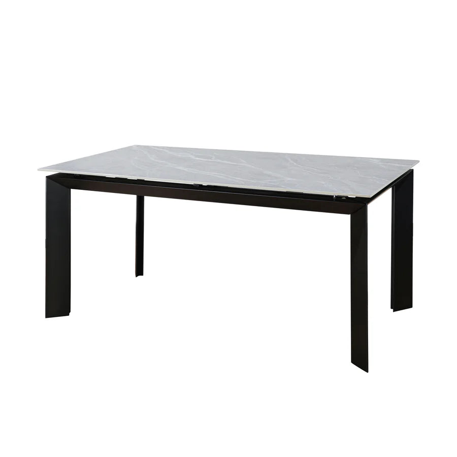 Scorpio Gate 160-220cm Grey Ceramic Marble Side Extending Dining Table - Belmont Interiors