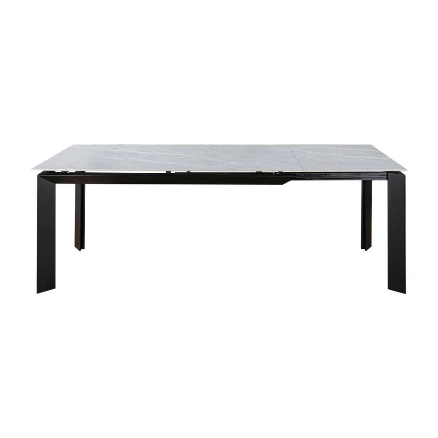 Scorpio Gate 160-220cm Grey Ceramic Marble Side Extending Dining Table - Belmont Interiors