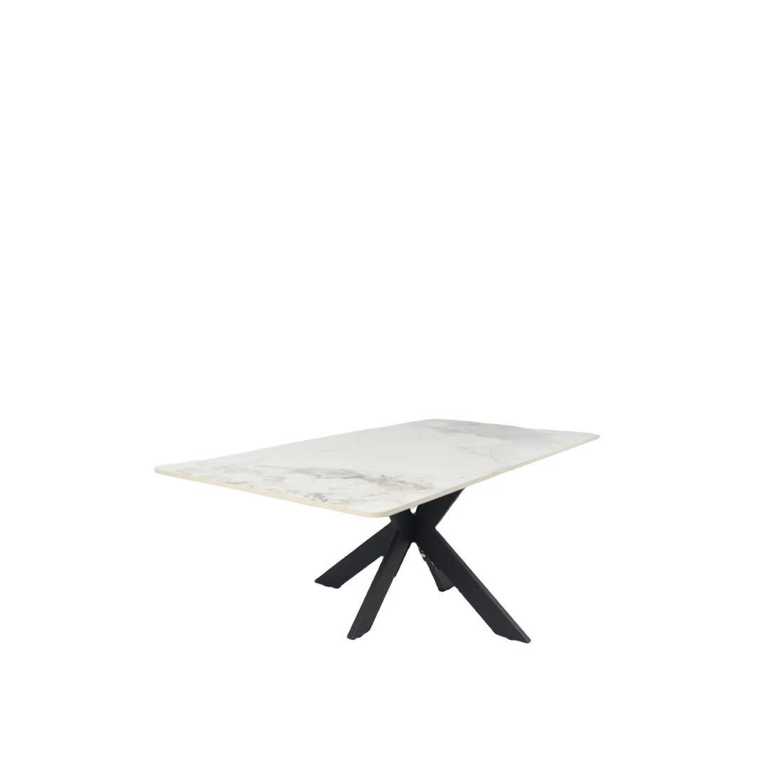 Phoenix White Ceramic Coffee Table with Black Legs