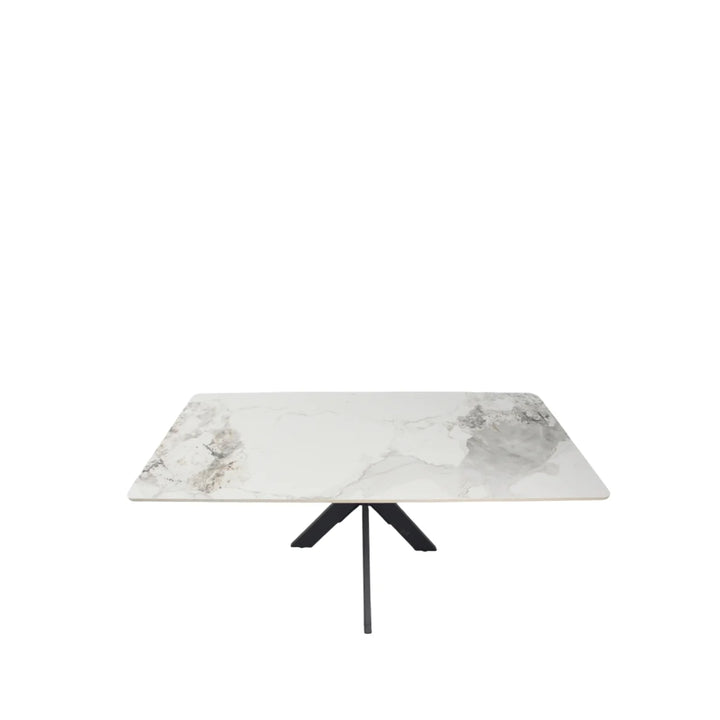 Phoenix White Ceramic Coffee Table with Black Legs