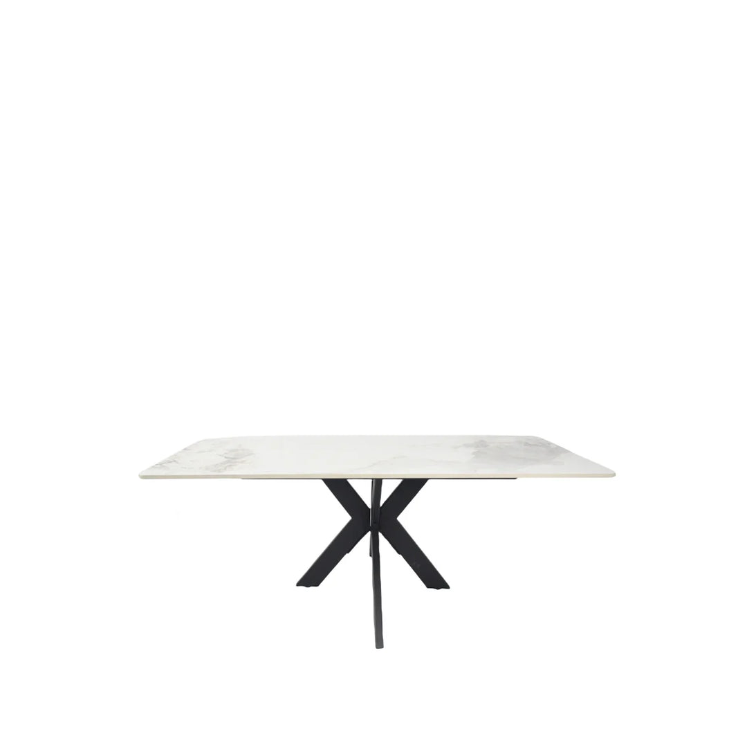 Phoenix White Ceramic Coffee Table with Black Legs