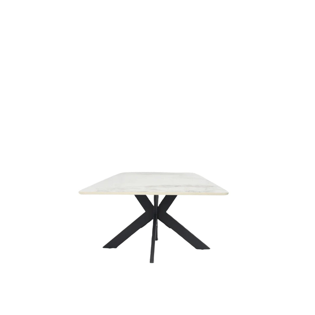 Phoenix White Ceramic Coffee Table with Black Legs