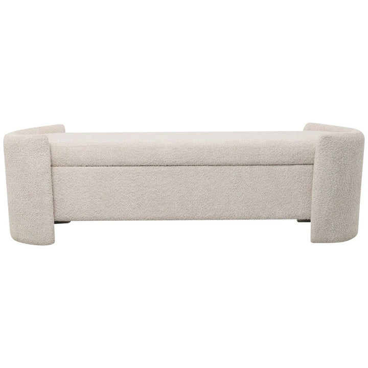 Libra Interiors Waverly Bench in White-Taupe Boucle