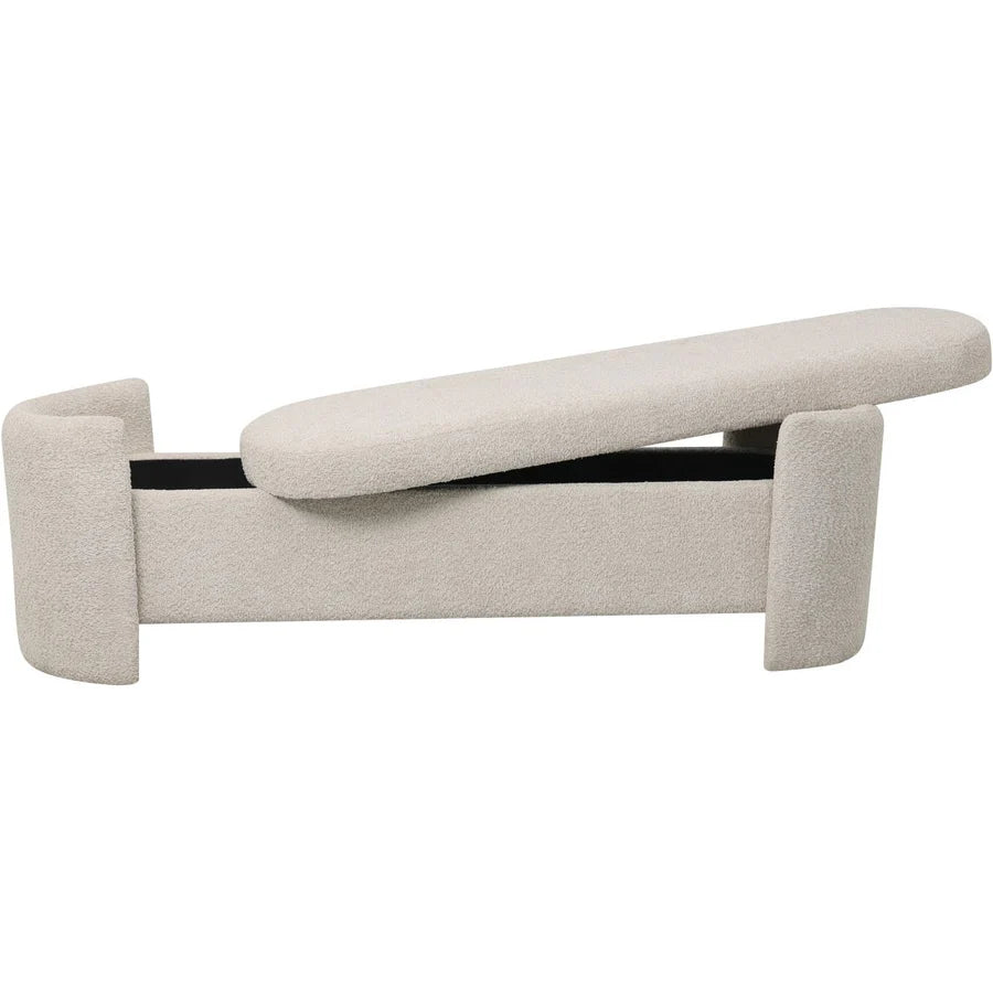 Libra Interiors Waverly Bench in White-Taupe Boucle