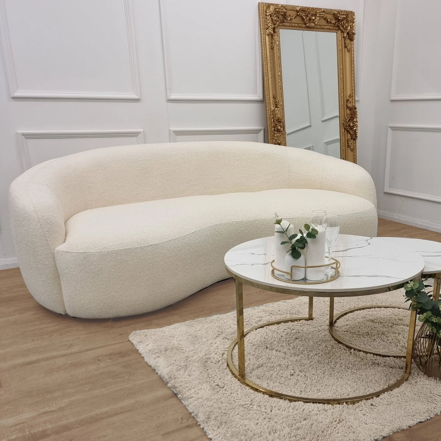 The Wave Curved Sofa in Ivory Boucle - Belmont Interiors