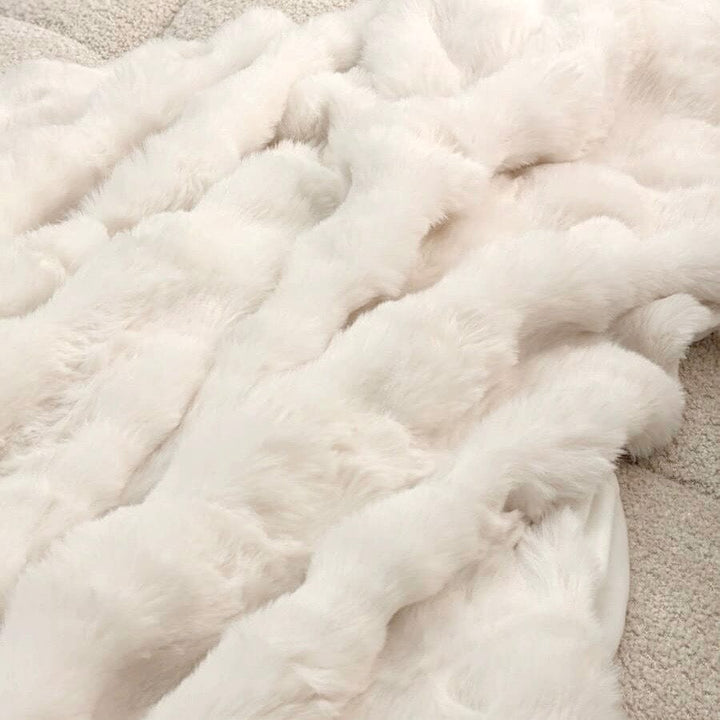 Cream Waffle Luxury Faux Fur Throw