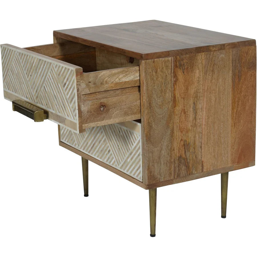 Libra Interiors Linden Bedside Table – 2 Drawers - Belmont Interiors