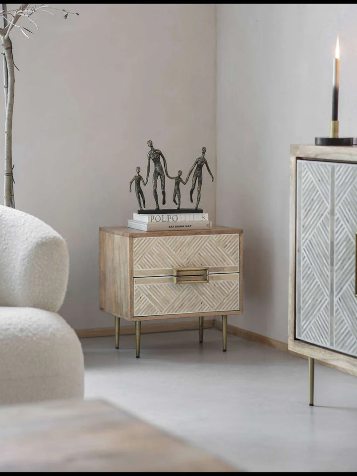 Libra Interiors Linden Bedside Table – 2 Drawers - Belmont Interiors