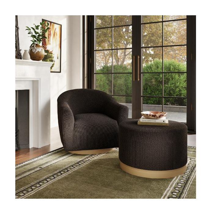 Madison Designs Daphne Swivel Chair in Black Boucle