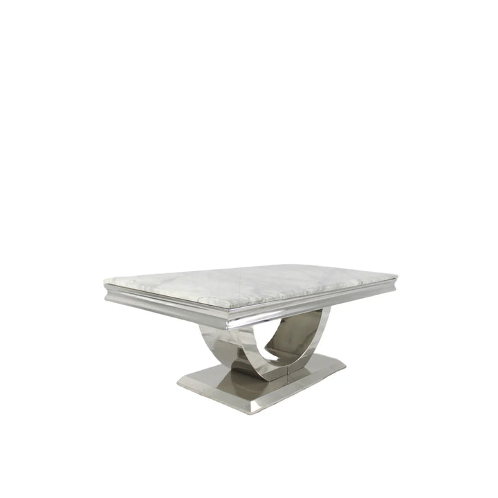 Arial 120CM Marble & Chrome Coffee Table - Belmont Interiors