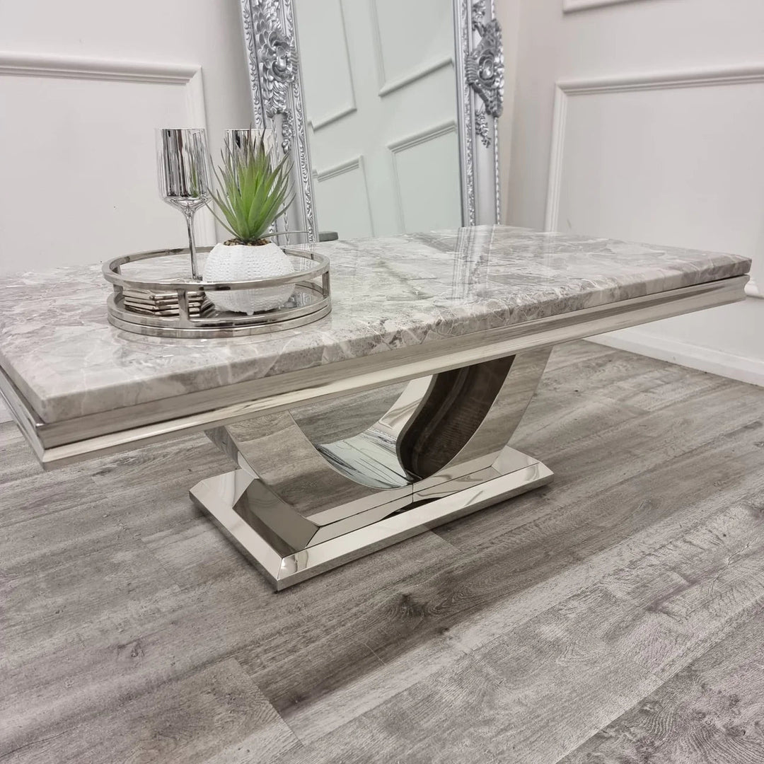 Arial 120CM Marble & Chrome Coffee Table - Belmont Interiors