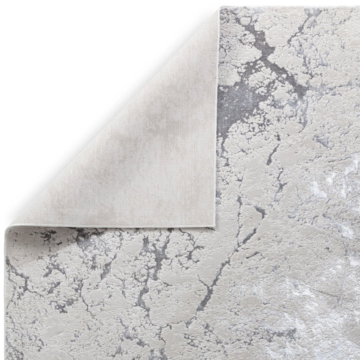 Aurora Solar AU03 Marble Runner Rugs in Metallic Silver Grey - Belmont Interiors