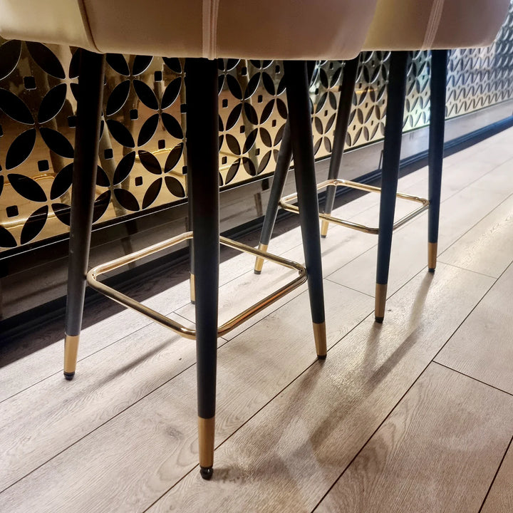 Astra Cream Black & Gold Bar Stool - Belmont Interiors