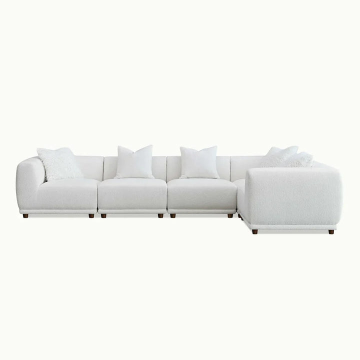 The Lottie Polar White Boucle Corner Premium Modular Sofa in White Boucle Fabric - Belmont Interiors