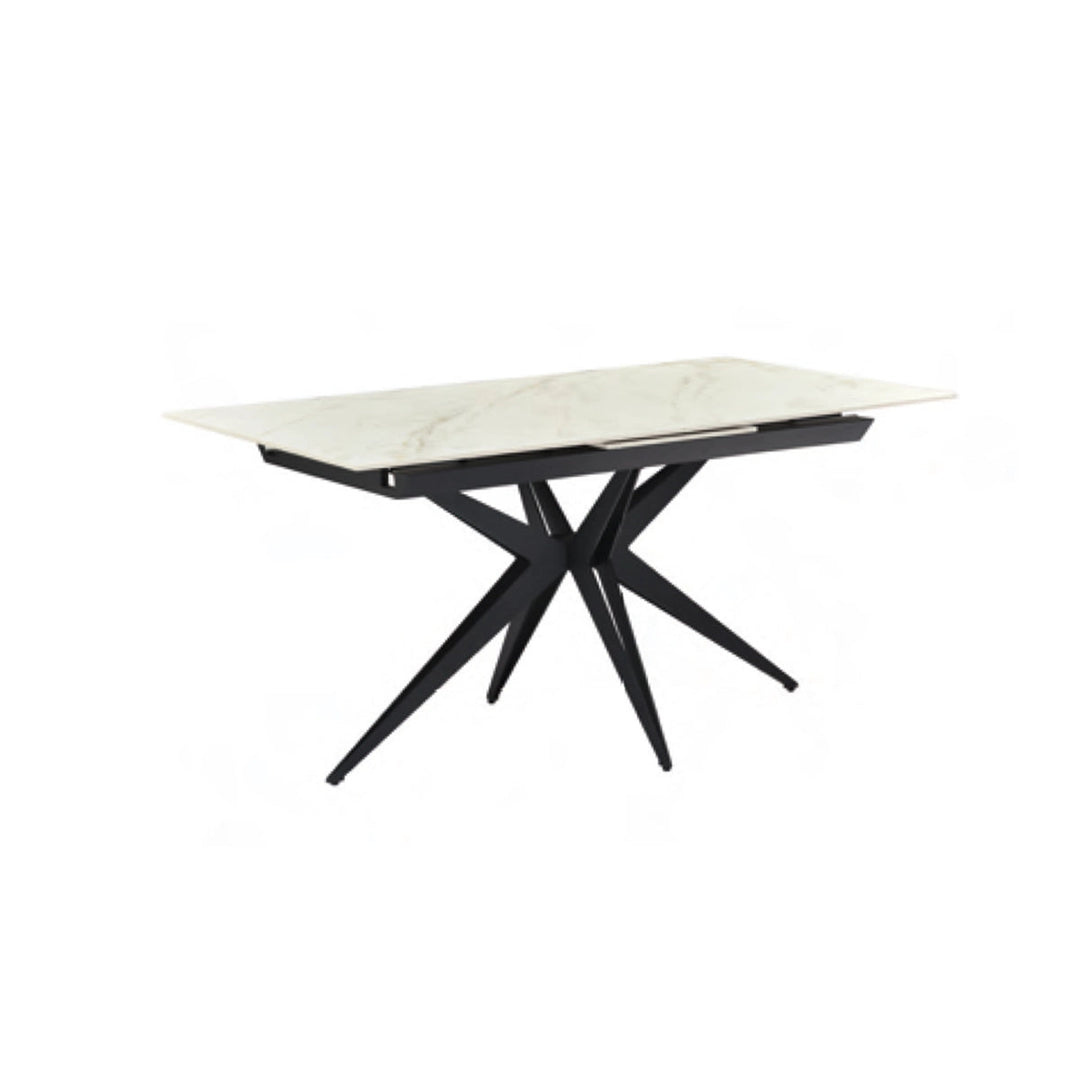 Vittoria 160cm-200cm White & Gold Sintered Stone Autorise Extending Dining Table - Belmont Interiors