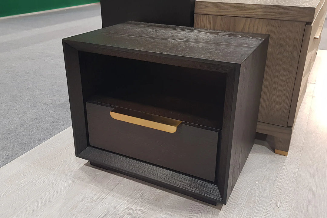 Berkeley Designs Aspen Bedside Cabinet with Dark Oak Veneer - Belmont Interiors