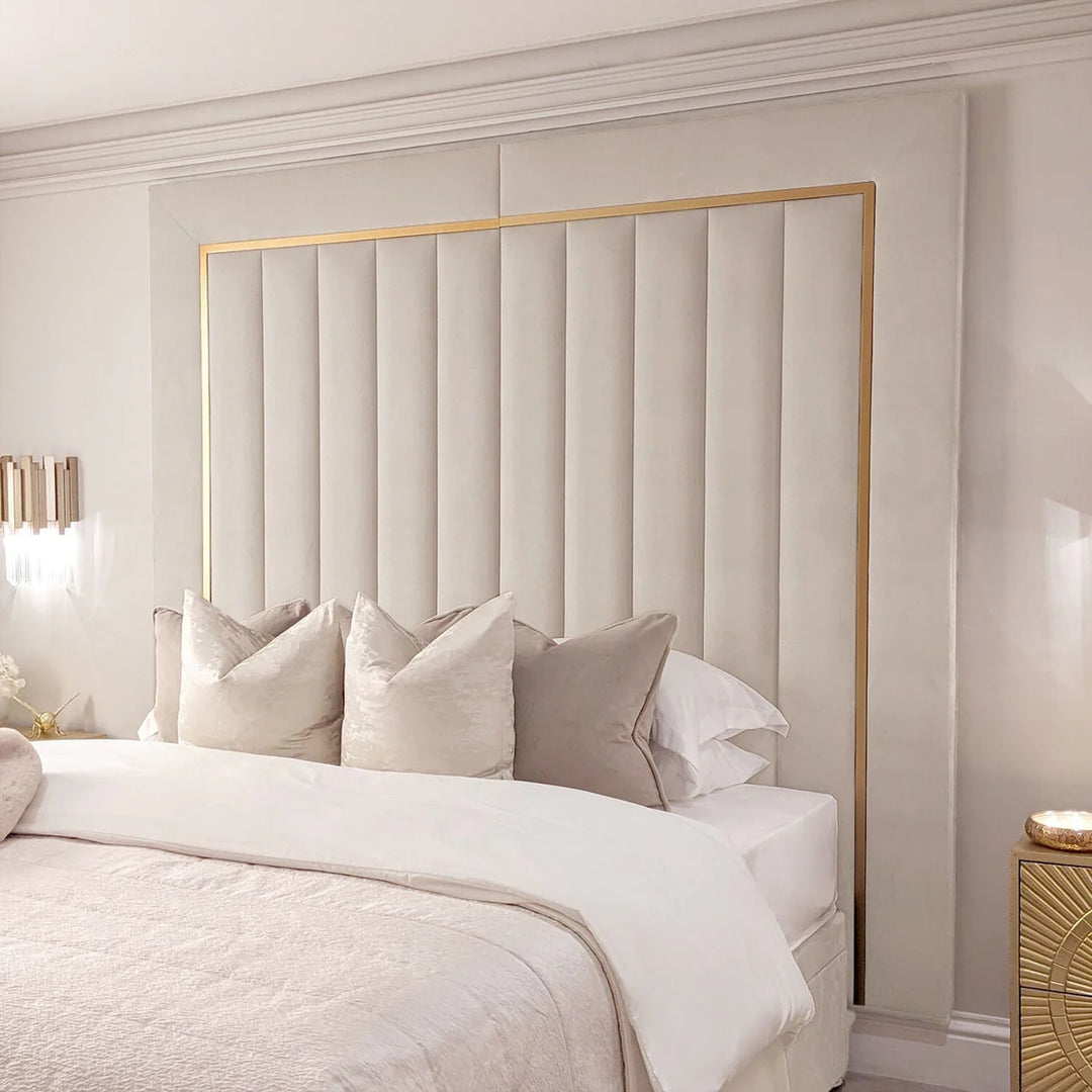 Como Gold Trim Channelled Luxury Bed - Belmont Interiors